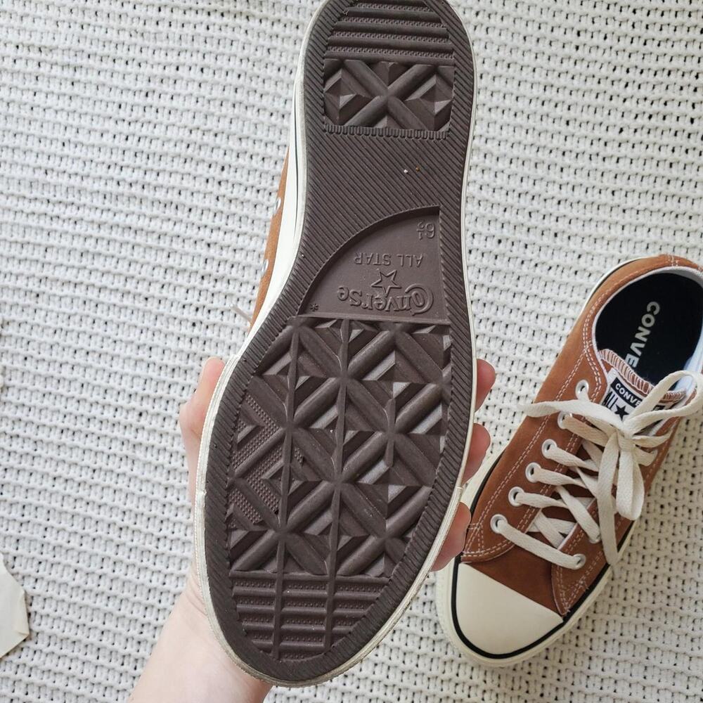 Brown suede lace up platform coverse sneakers - Picture 6 of 8